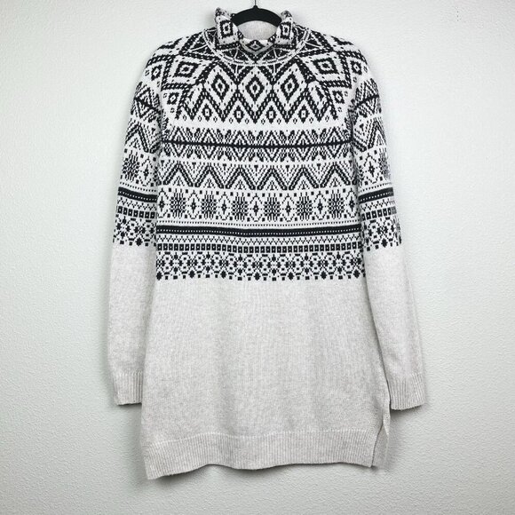 Long Tall Sally Women's XS Wool Blend Fair Isle Tunic Turtleneck Sweater Knit - Picture 1 of 15
